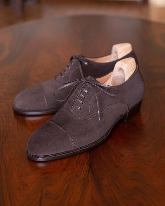 BROWN SUEDE LEATHER MODENA TOE CAP OXFORD SHOE - FORMAL SHOES