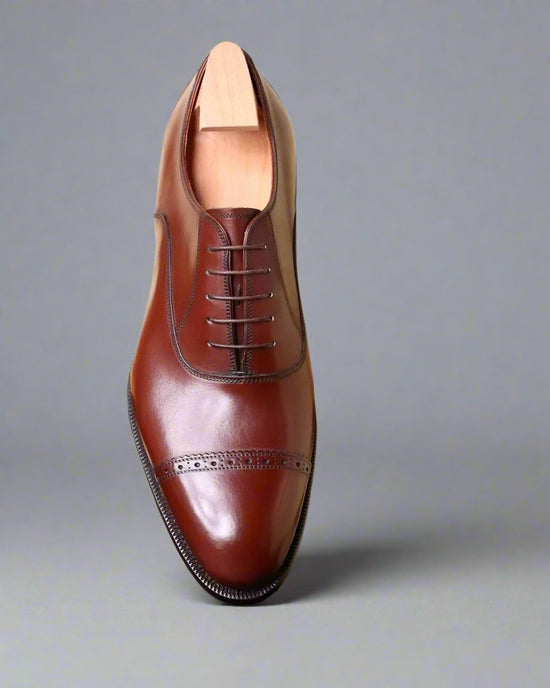 BURGUNDY LEATHER MODENA BROGUE TOE CAP OXFORD SHOE-FORMAL SHOES