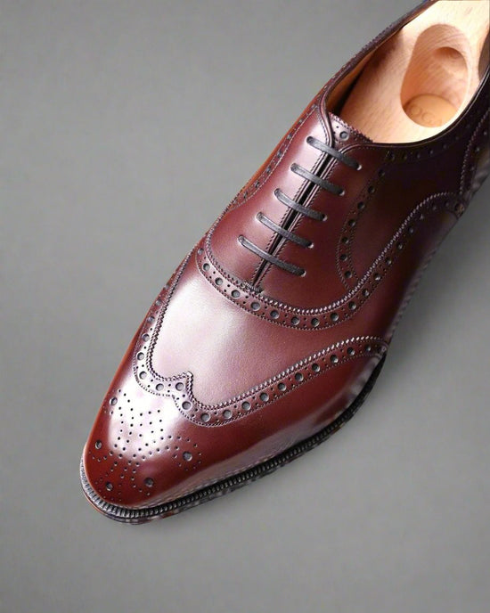BURGUNDY LEATHER MODENA BROGUE WINGTIP OXFORD SHOE-FORMAL SHOES