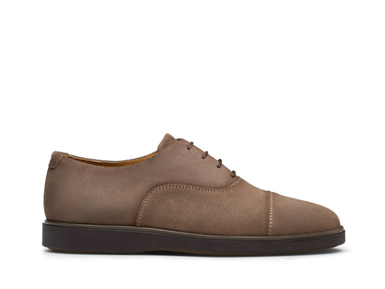 Beige Italian Suede Leather Formal Shoes With Sneaker Sole - Formal Shoes