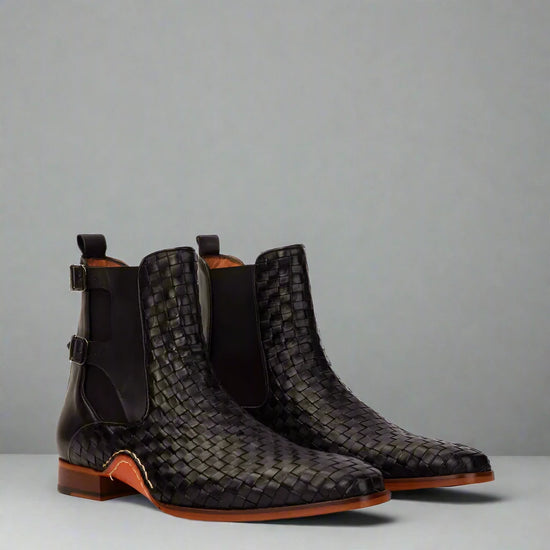 Black Braided Leather Dubbow Chelsea Boots - Chelsea Boots