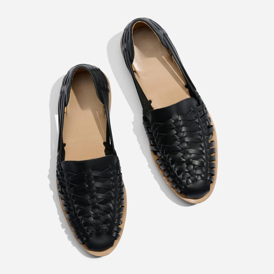 Black Braided Leather Sandal Loafers - Loafers Shoes