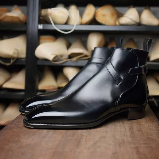 Black Leather Alvor Slip On Jodhpur Boots - Boots