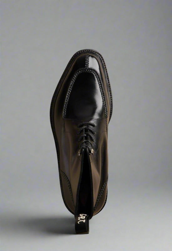 Black Leather Barletta Lace Up Derby Boots - Boots