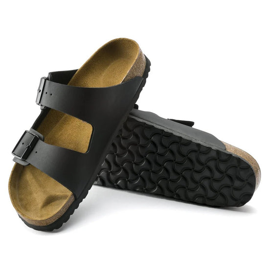 Black Leather Ease Comfort Slippers with Buckle - Slippers