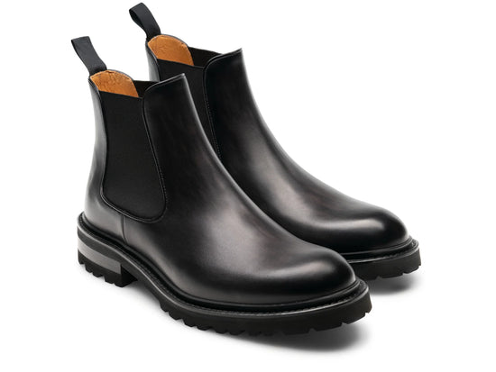 Black Leather Ferneto Chunky Chelsea Boots - Hiking and Trekking Boots - Boots