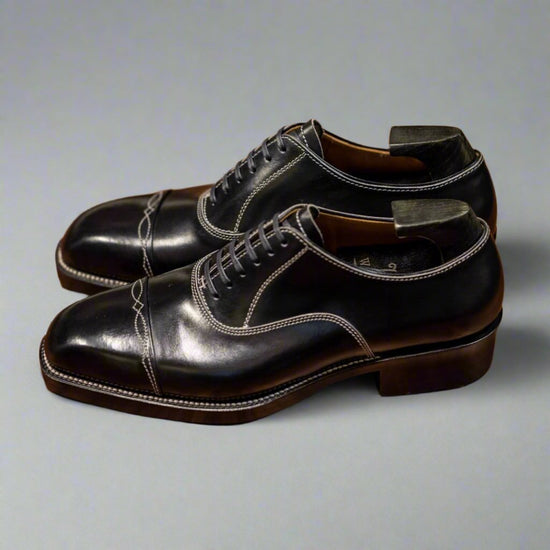 Black Leather Isolde Brogue Parisian Oxfords - Formal Shoes