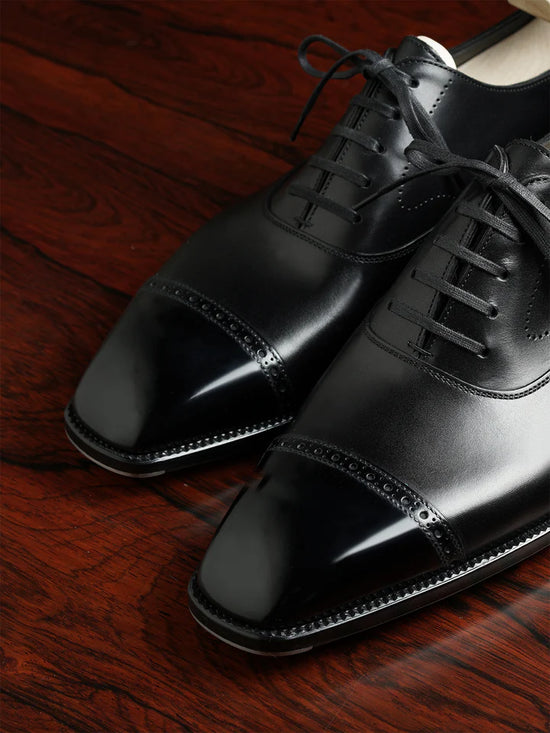 Black Leather Isolde Brogue Toe Cap Oxfords - Formal Shoes