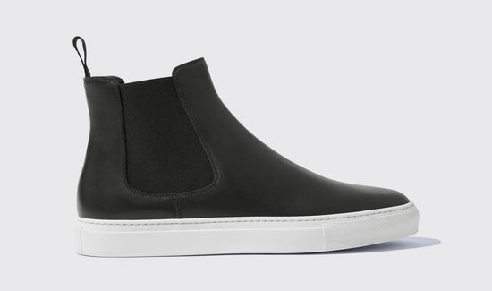 Black Leather Kevin High Top Chelsea Sneaker Boots - Sneakers Boots