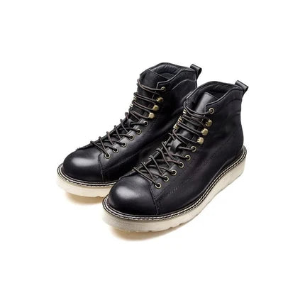 Black Leather Lace-Up Step Steeds Boots - Hiking and Trekking Boots
