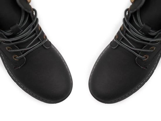 Black Nubuck Leather Lace-Up Adventure Ambler Zipper in Middle Chunky Boots - Hiking and Trekking Boots