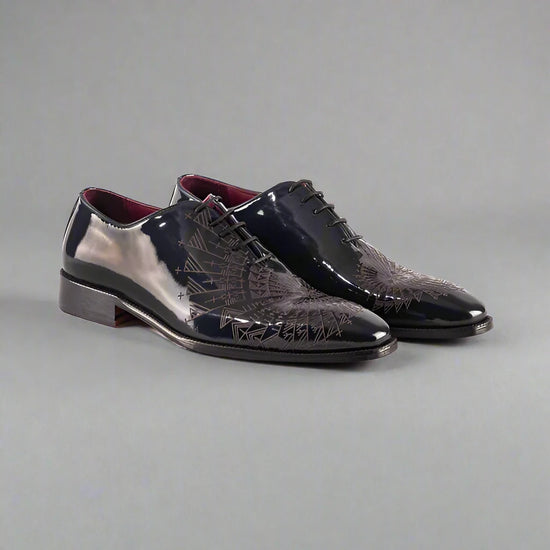Patent Leather Embroidery Whole Cut Oxfords - Formal Shoes - Shoes For Party