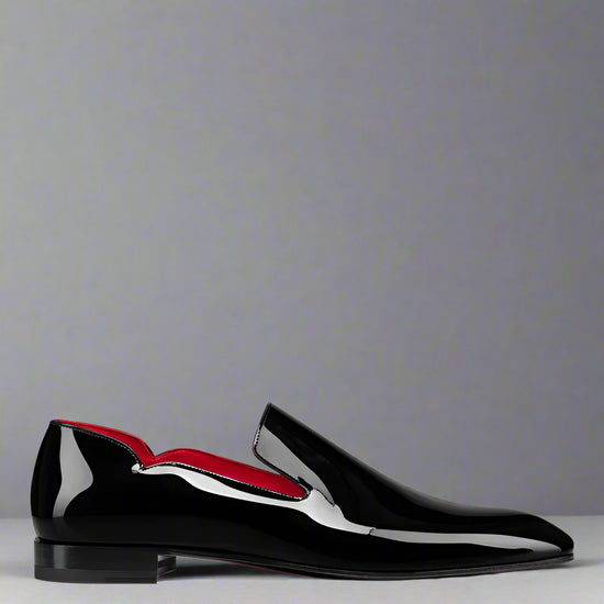 Black Patent Leather Penny Loafers Slip On Shoes - Loafers