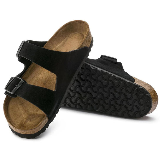 Black Suede Leather Ease Comfort Slippers with Buckle - Slippers