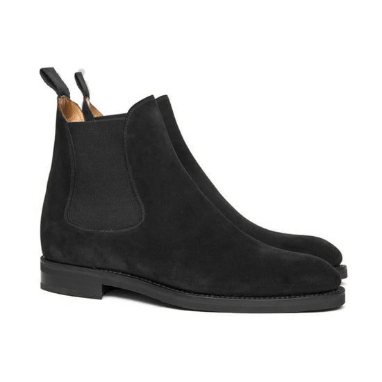 Black Suede Leather Fenland Slip On Chelsea Boots - Chelsea Boots