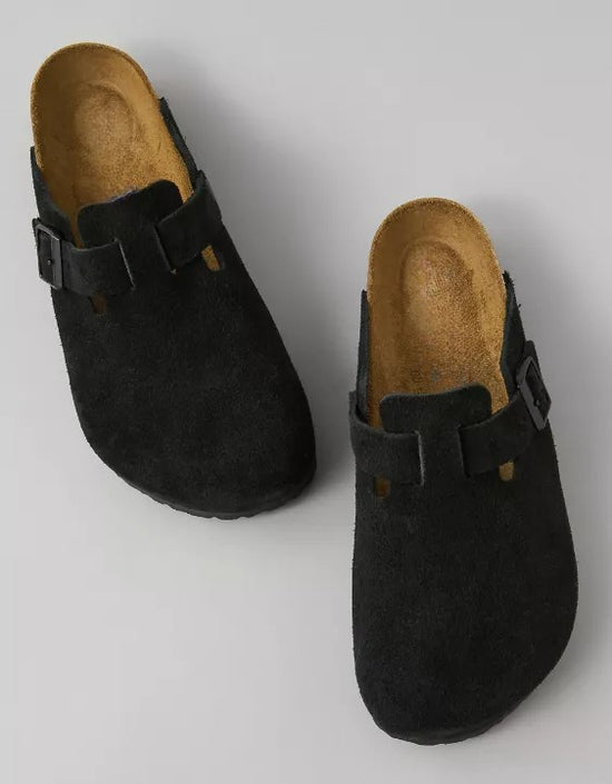 Black Suede Pedestal Platforms Clogs - Clogs