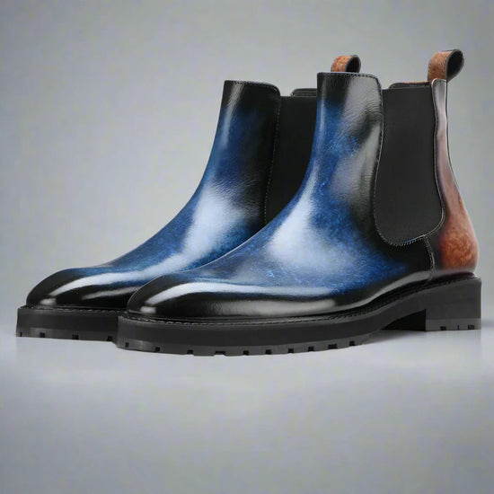 Blue Leather And Brown Leather Draven Chelsea Boots - Boots