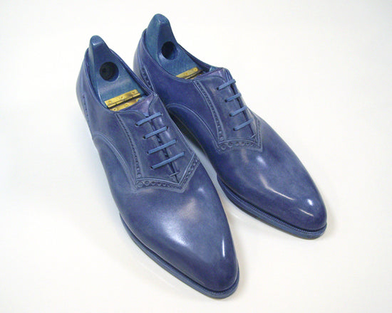 Blue Leather Modena Oxford Lace Up Formal Shoes - Formal Shoes