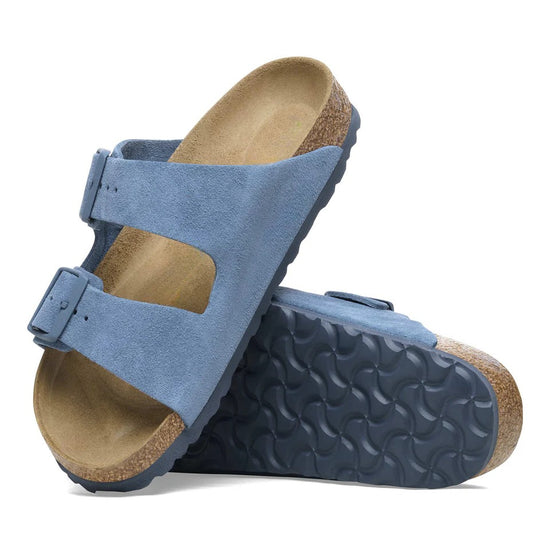 Blue Suede Leather Ease Comfort Slippers with Buckle - Slippers