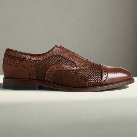 Brown Braided Leather Morice Brogue Oxfords - Formals Shoes