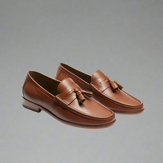 Brown Italian Leather Lysandra Tassel Loafers - Loafers Shoes