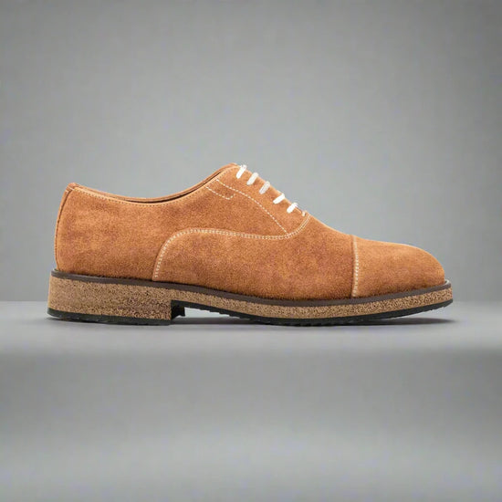 Brown Italian Suede Leather Formal Shoes With Sneaker Sole - Formal Shoes