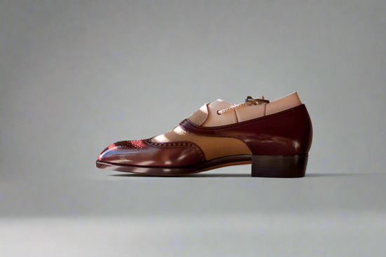 Brown Leather And Beige Ibiza Slip On Crossed Component Wingtip Loafers - Loafers