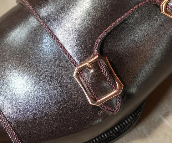 Brown Leather Double Monk Strap Toe Cap Shoes - Monk Shoes - Formal Shoes