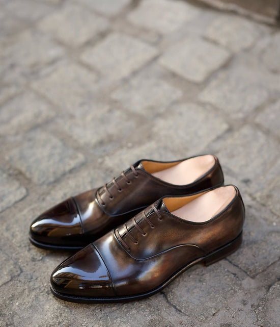 Brown Leather Isolde Brogue Round Toe Cap Oxford - Formal Shoes