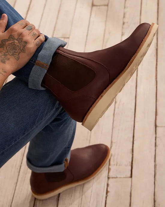 Brown Leather Slip-On Chelsea Boots Sneakers Sole - Boots