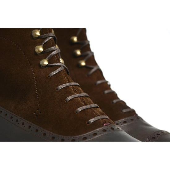 Brown Leather & Suede Clifton Lace Up Boots - Boots