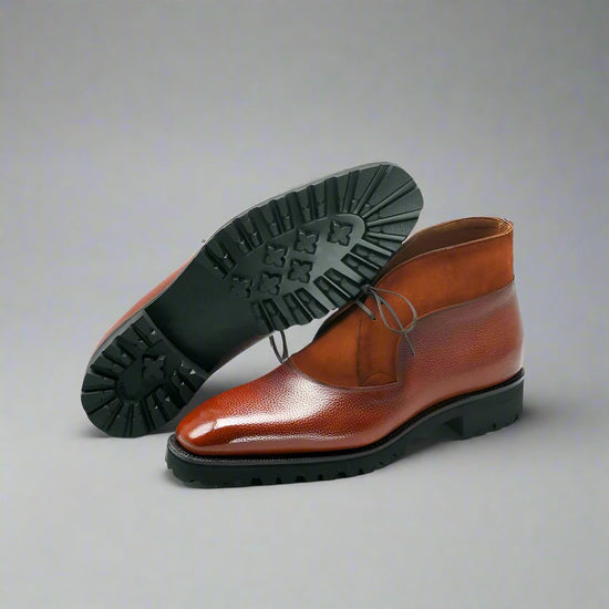 Brown Leather and Suede Vermient Chunky Hiking Combat Lace Up Boots - Hiking and Trekking Boots