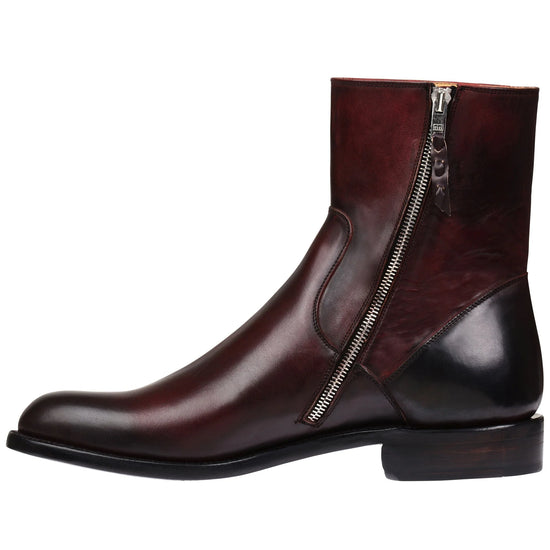 Brown Ruby Italian Leather Draven Zipper Boots - Boots