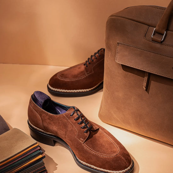 Brown Suede Laura Mariselle Stitched Oxfords Derby - Formal Shoes