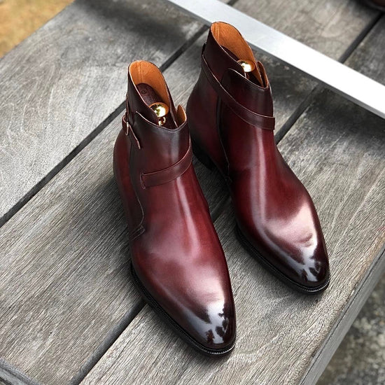 Burgundy Brown Leather Alvor Slip On Jodhpur Boots - Boots