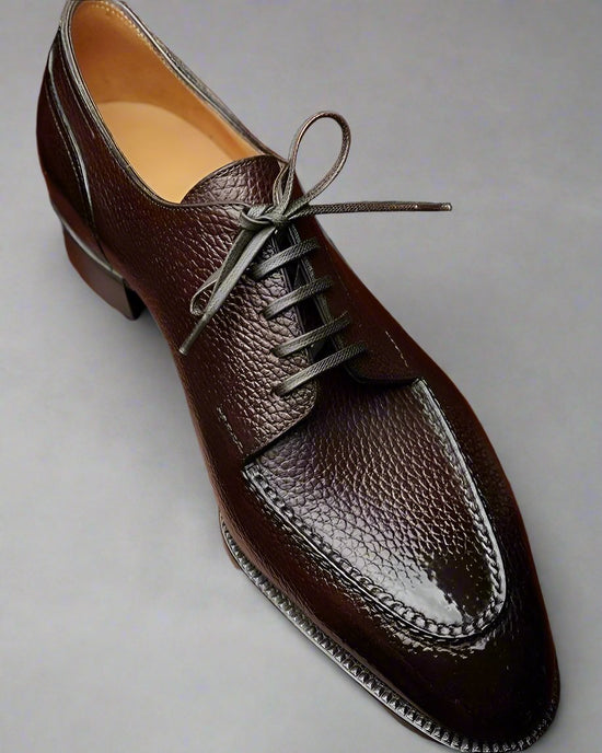 Burgundy Brown Milled Grain Leather Monsaraz Derby Shoes - Formal Shoes