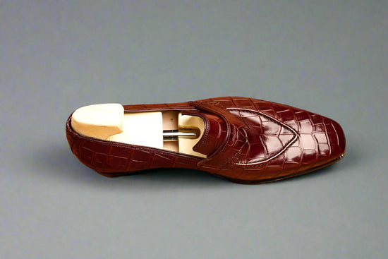 Burgundy Croc Leather Boana Slip On Loafers - Loafers Shoes