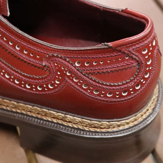 Burgundy Leather Sharp Wingtip Oxfords Lace Up Formals - Formal Shoes - FW2