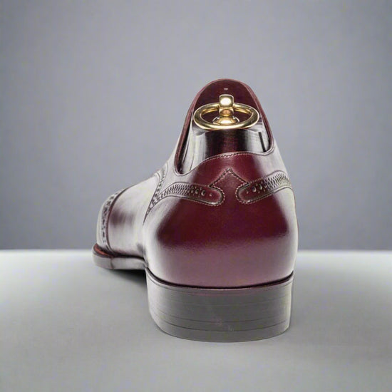 Burgundy Leather Wingtip Oxfords Lace Up Formals - Formal Shoes