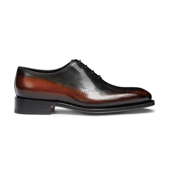 Burnish Dark Brown Leather Woodford Balmoral Toe Cap Oxfords - Formal Shoes