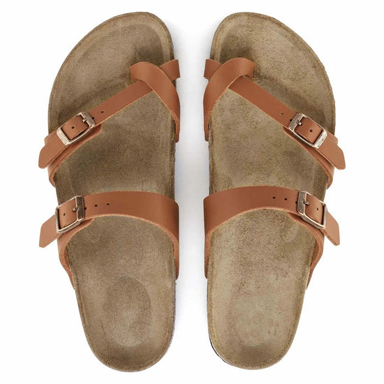Classic Brown Leather Double Strip Ease Comfort Slippers - Slippers