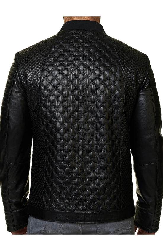 Croc Embossed Black Leather Jackets Mens - Leather Jackets