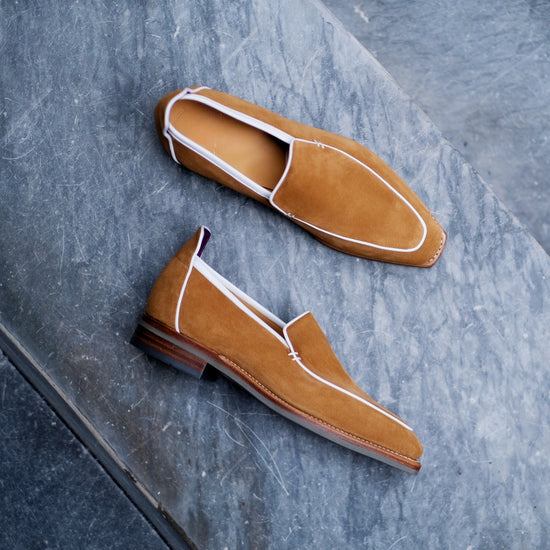 Golden Tan Suede Libraria Loafers - Loafers shoes