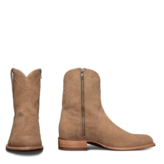 Granite Suede Leather Barstow Slip On Zipper Western Cowboy Boots - Cowboy Boots