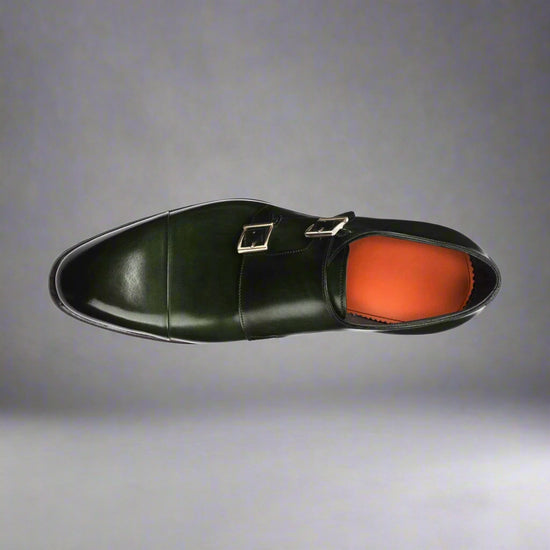 Green Leather Woodford Balmoral Double Monk Strap Toe Cap Oxfords - Formal Shoes - Monk Shoes