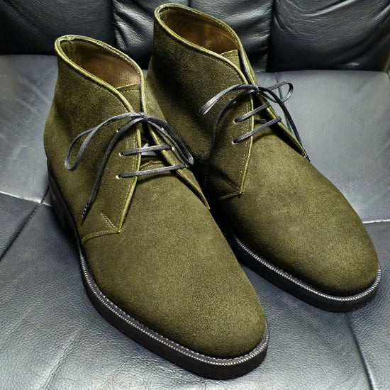 Green Suede Leather Chukka Lace Up Boots - Chukka Boots