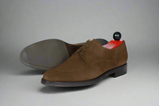 Italian Brown Suede Laura Brogue Derby Oxfords - Formal Shoes