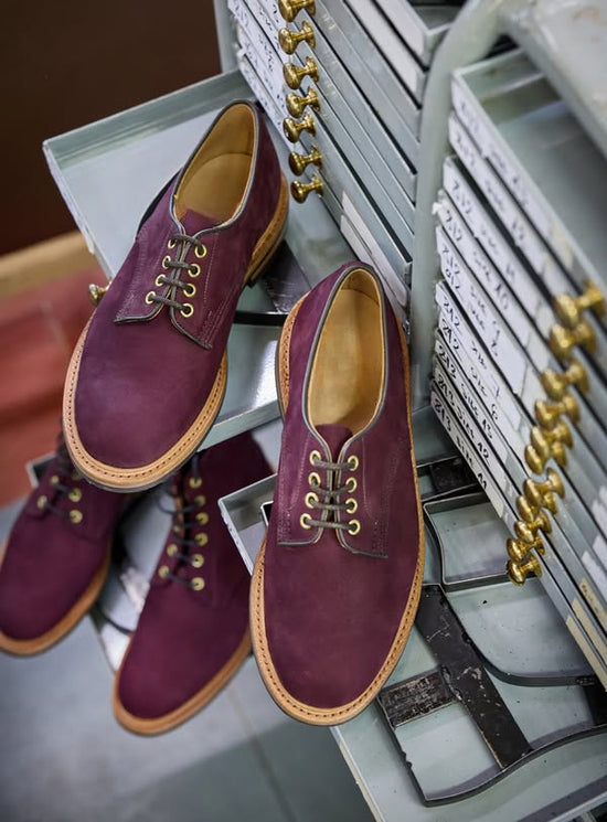 Italian Burgundy Suede Leather Round Toe Derby Oxfords - Formal Shoes