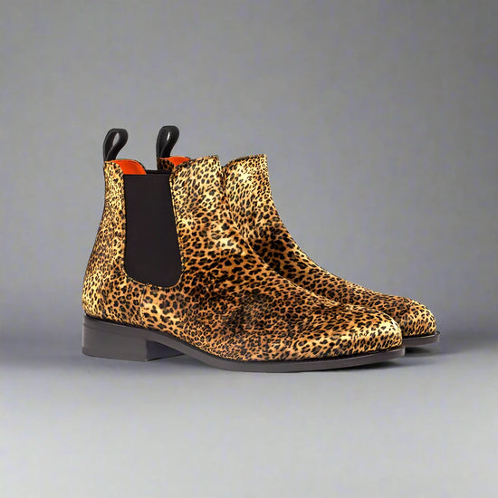 Leopard Print Leather Amarante Slip On Boots - Boots