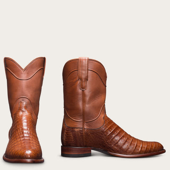 Luxury Edition - Tan Italian Leather Bastrop Slip On Zipper Western Cowboy Boots - GOODYEAR WELTED FIDDLE BACK VIOLIN SOLE - Cowboy Boots